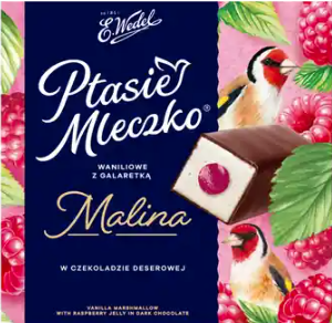 Ptasie Mleczko - Vanilla Marshmallow with Raspberry Jelly in Dark Chocolate