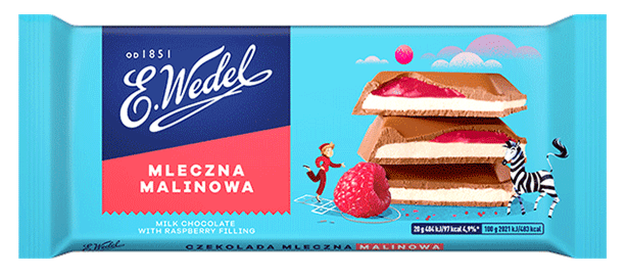 Wedel Milk Raspberry Chocolate Bar Polana Polish Food Online