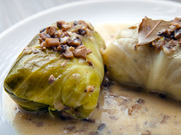 Rice & Mushroom Cabbage Rolls w/Mushroom Sauce-3 Rolls (Gołąbki) - Polana